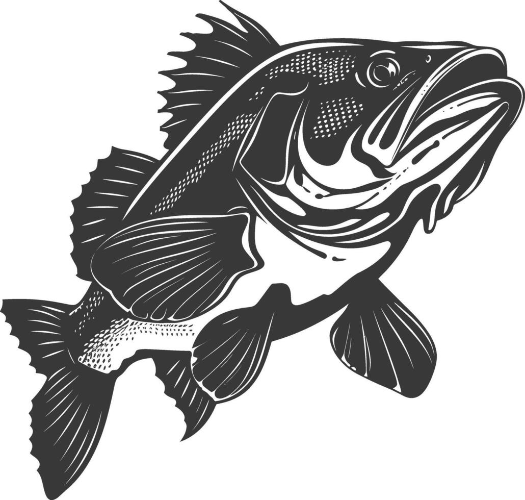 AI generated Silhouette Cod Fish animal black color only vector