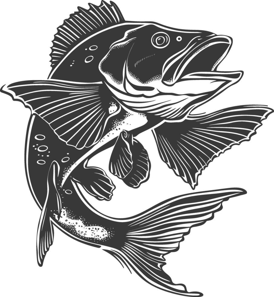 ai generado silueta bacalao pescado animal negro color solamente vector