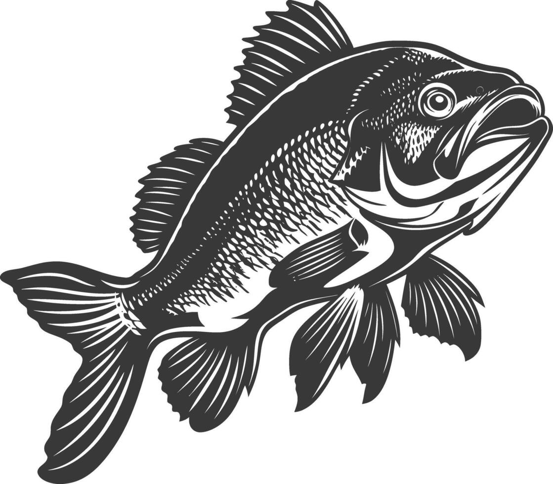 AI generated Silhouette Cod Fish animal black color only vector