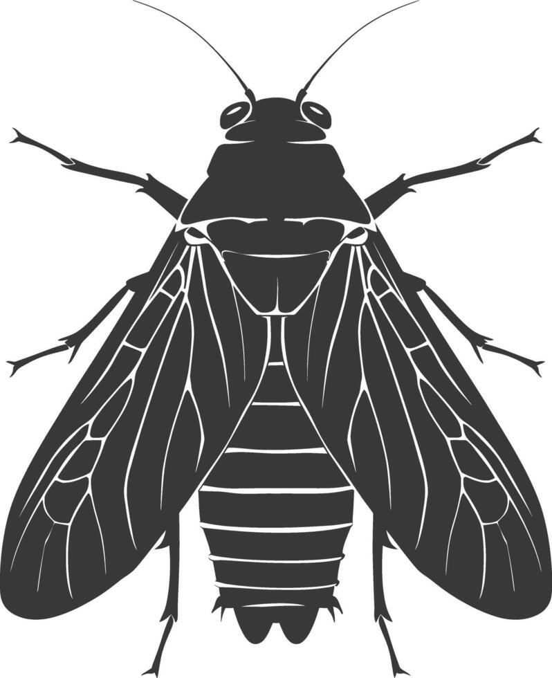 AI generated Silhouette cicada Insect animal black color only vector