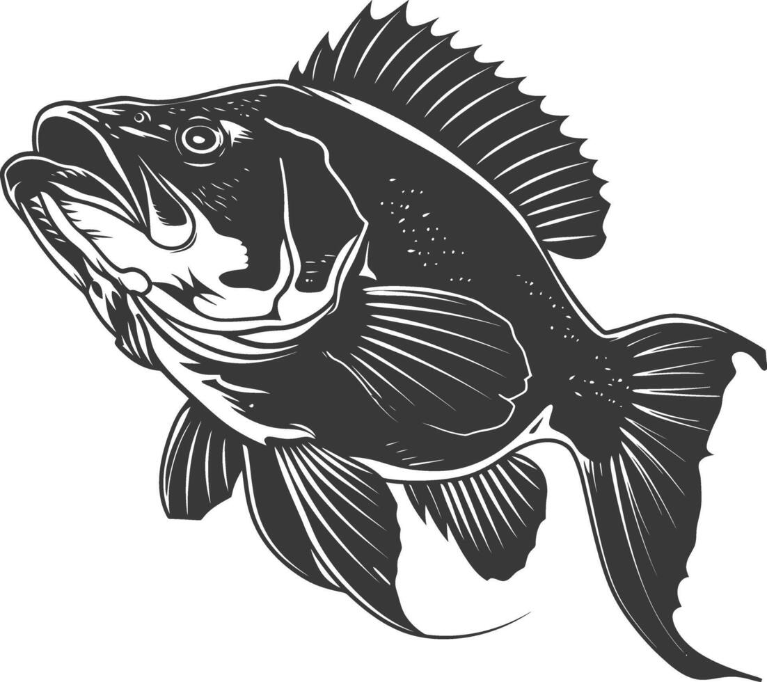 ai generado silueta bacalao pescado animal negro color solamente vector