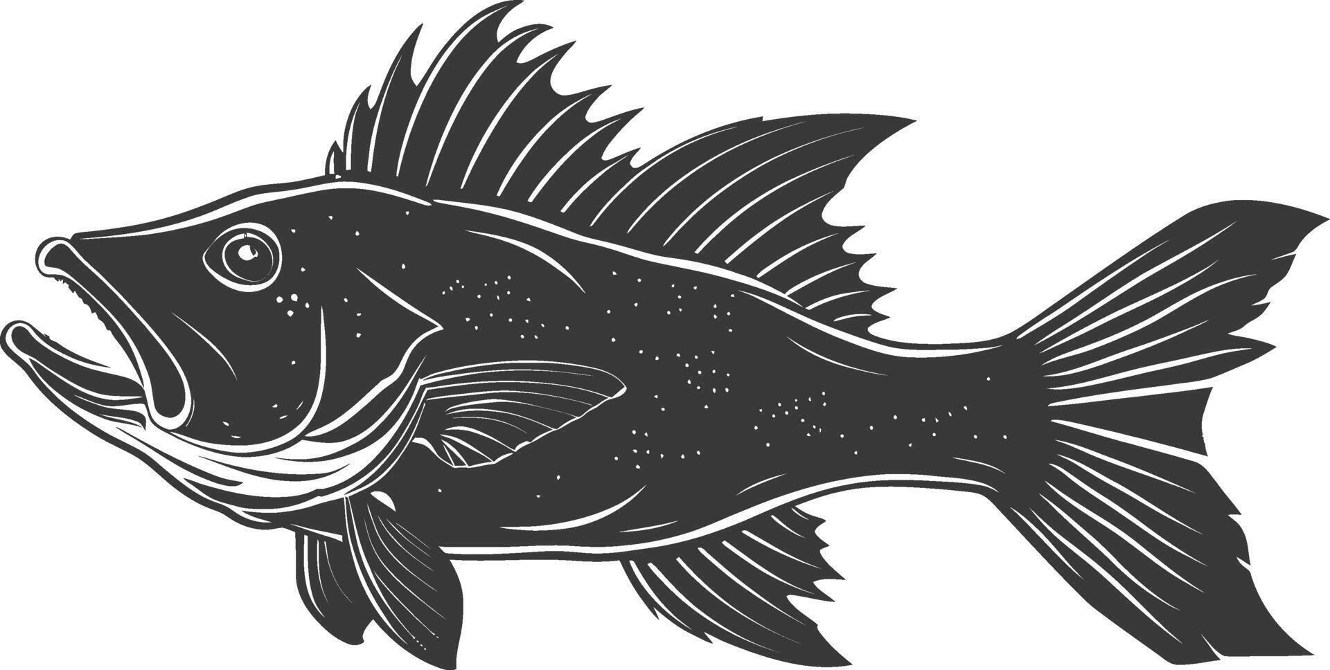 AI generated Silhouette Cod Fish animal black color only vector