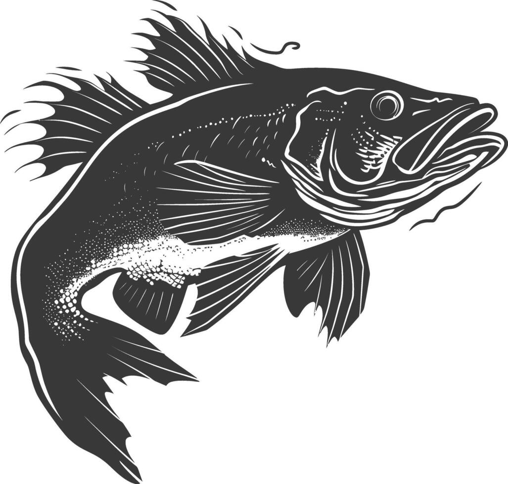 ai generado silueta bacalao pescado animal negro color solamente vector