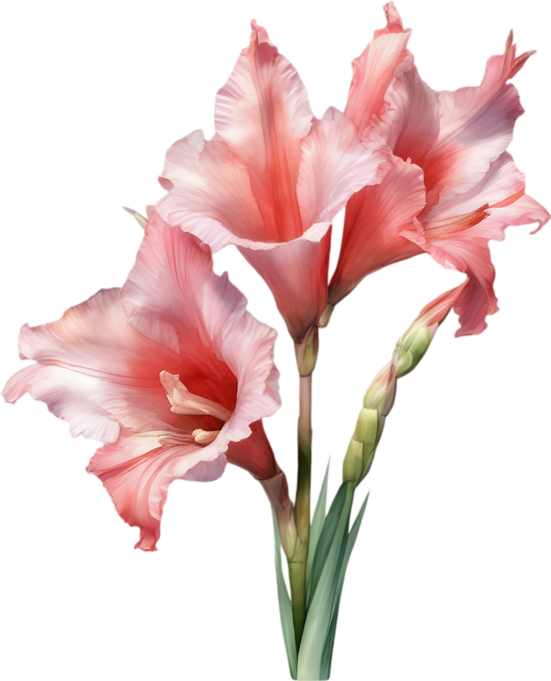 AI generated Watercolor painting of a Gladiolus flower. png