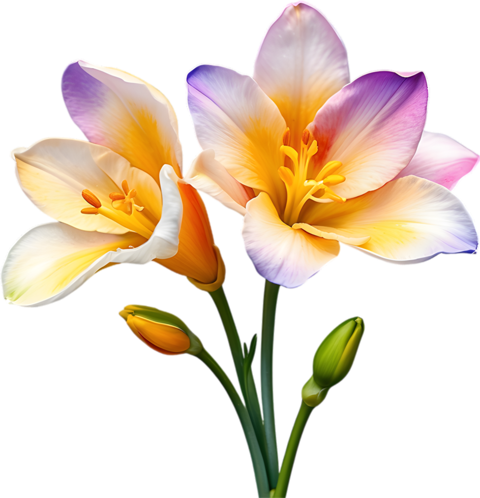 AI generated Watercolor painting of a freesia flower. png