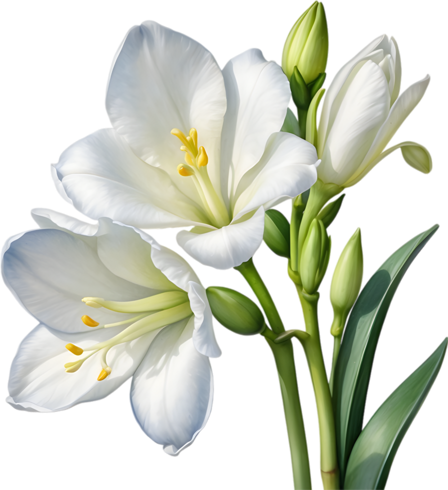 AI generated Watercolor painting of a freesia flower. png