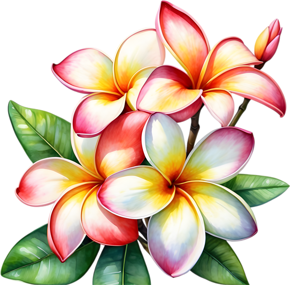 ai genererad vattenfärg målning av en frangipani blomma. png