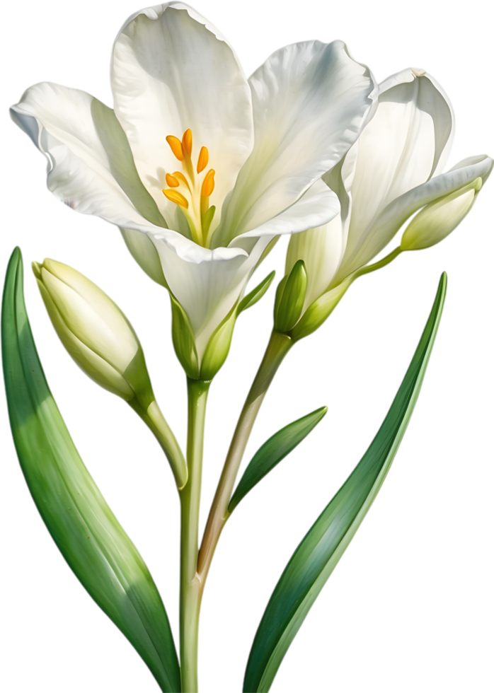 AI generated Watercolor painting of a freesia flower. png