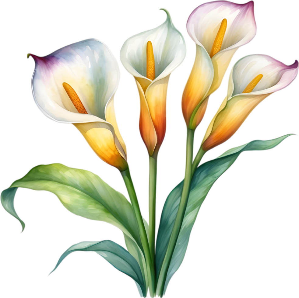 AI generated Watercolor painting of a Calla Lily flower. png