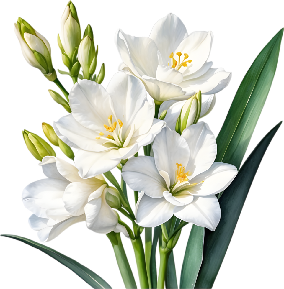 AI generated Watercolor painting of a freesia flower. png