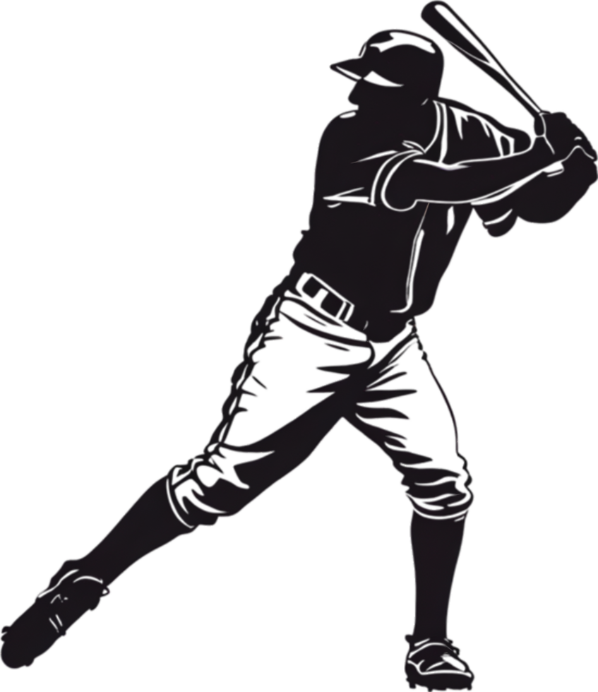 AI generated Silhouette icon of a baseball player. png