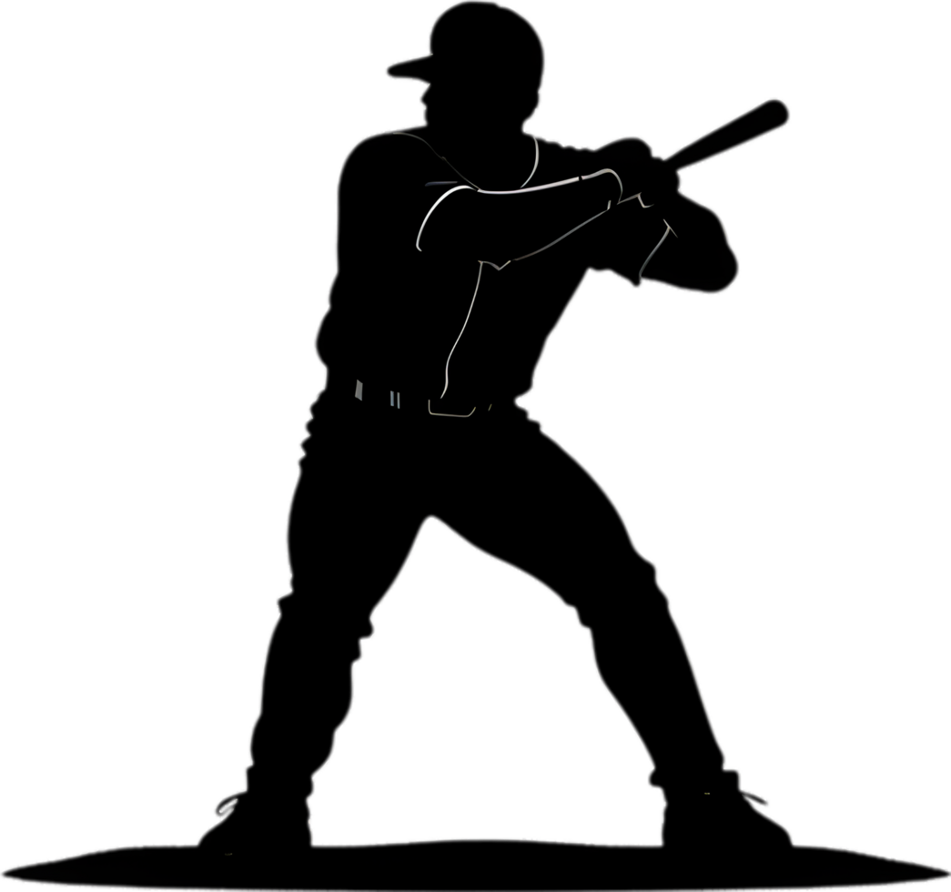 AI generated Silhouette icon of a baseball player. png