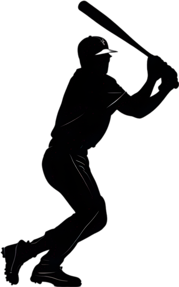 AI generated Silhouette icon of a baseball player. png