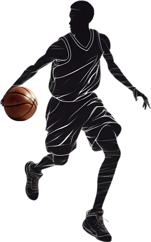 AI generated Silhouette icon of a Basketball player. png