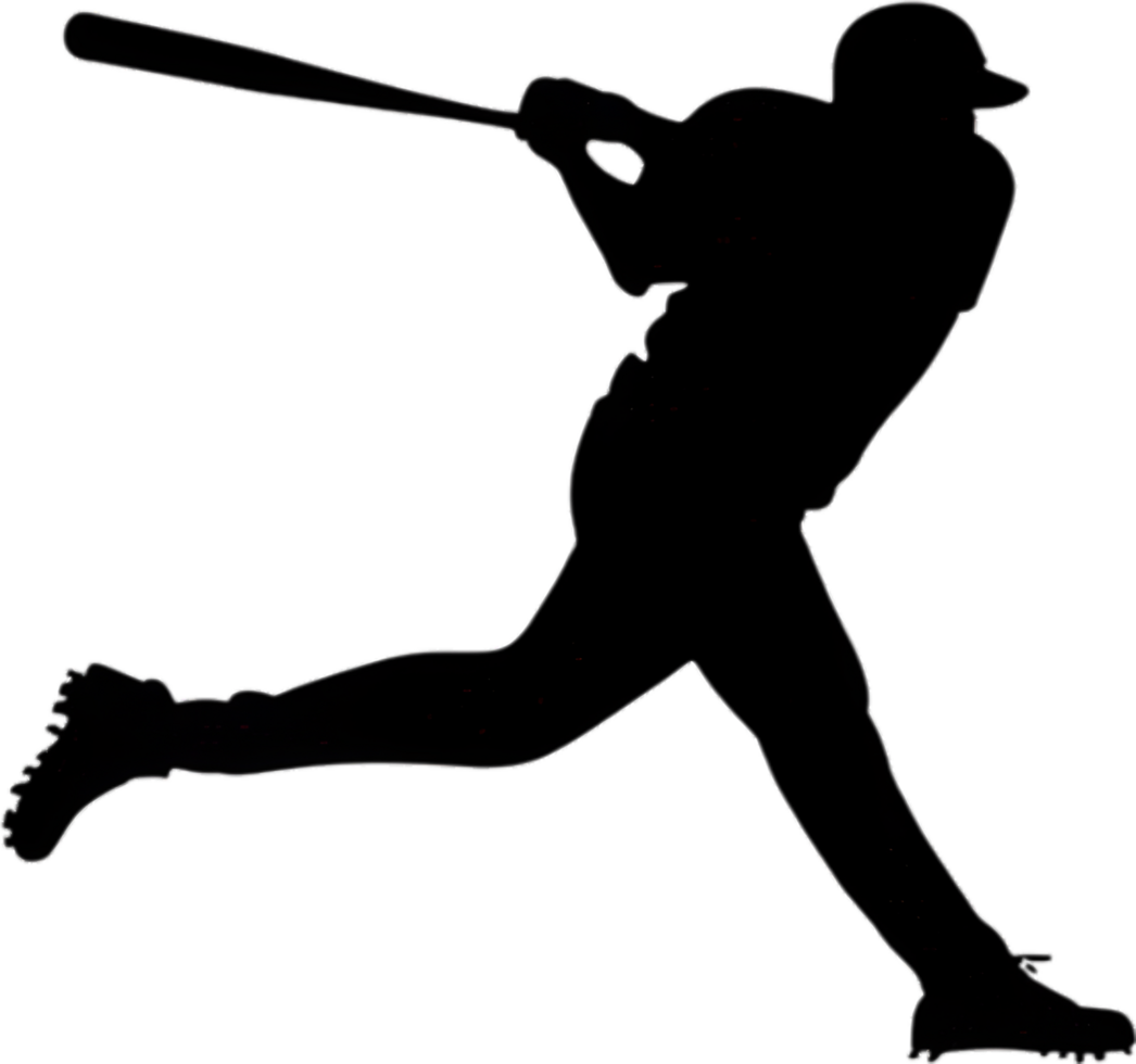 AI generated Silhouette icon of a baseball player. png