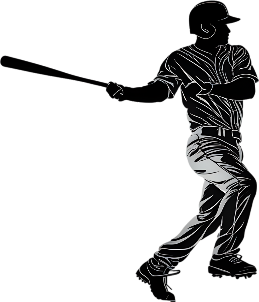 AI generated Silhouette icon of a baseball player. png