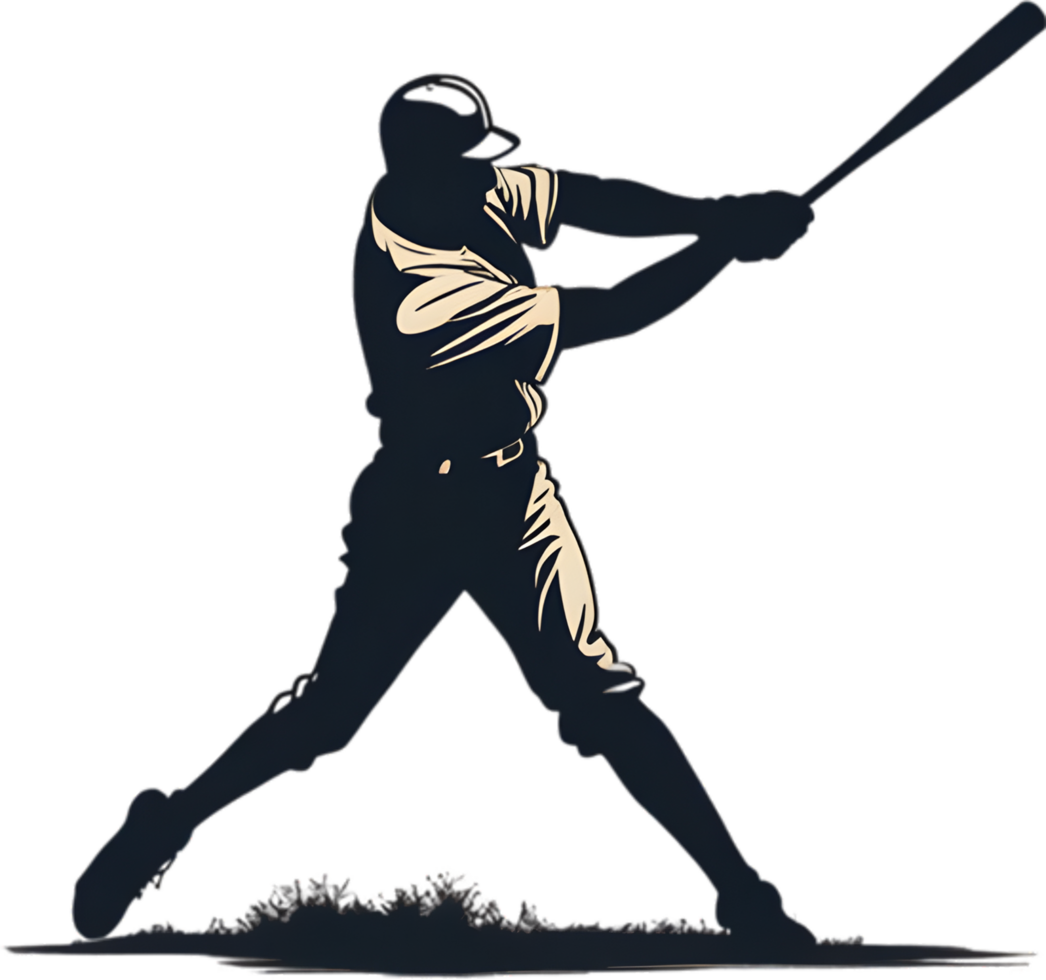AI generated Silhouette icon of a baseball player. png