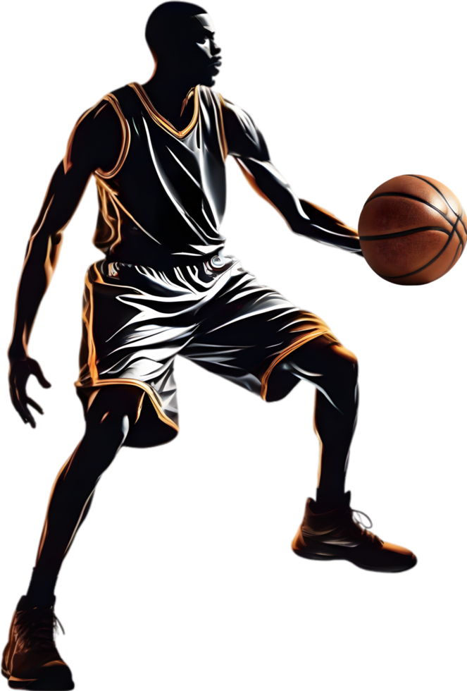 ai generiert Silhouette Symbol von ein Basketball Spieler. png