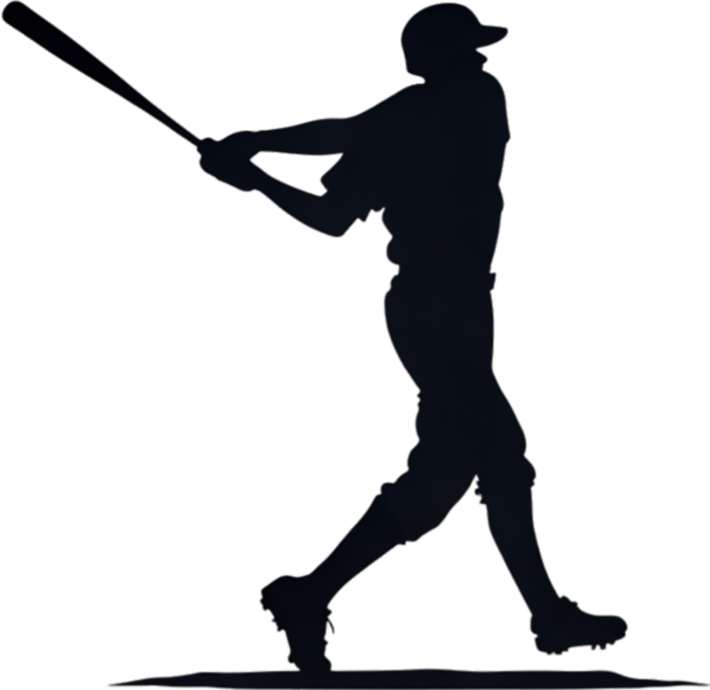 AI generated Silhouette icon of a baseball player. png