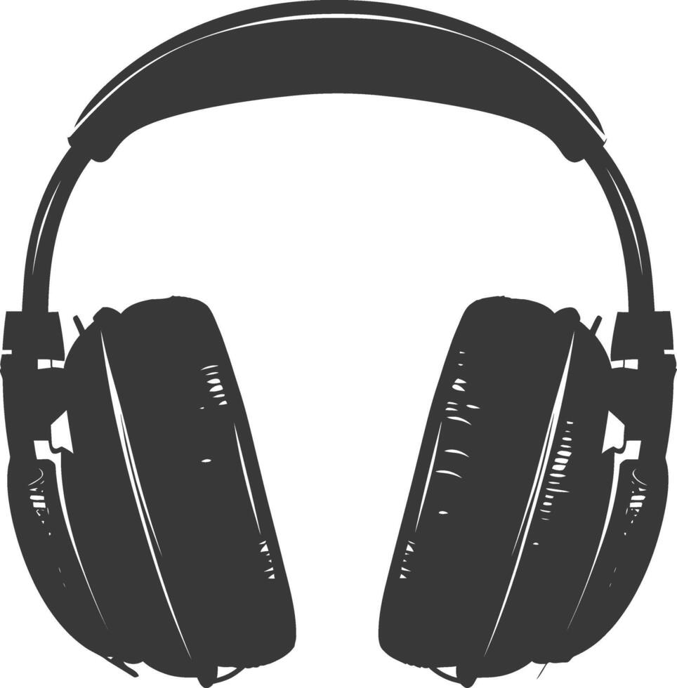 AI generated Silhouette headset black color only vector