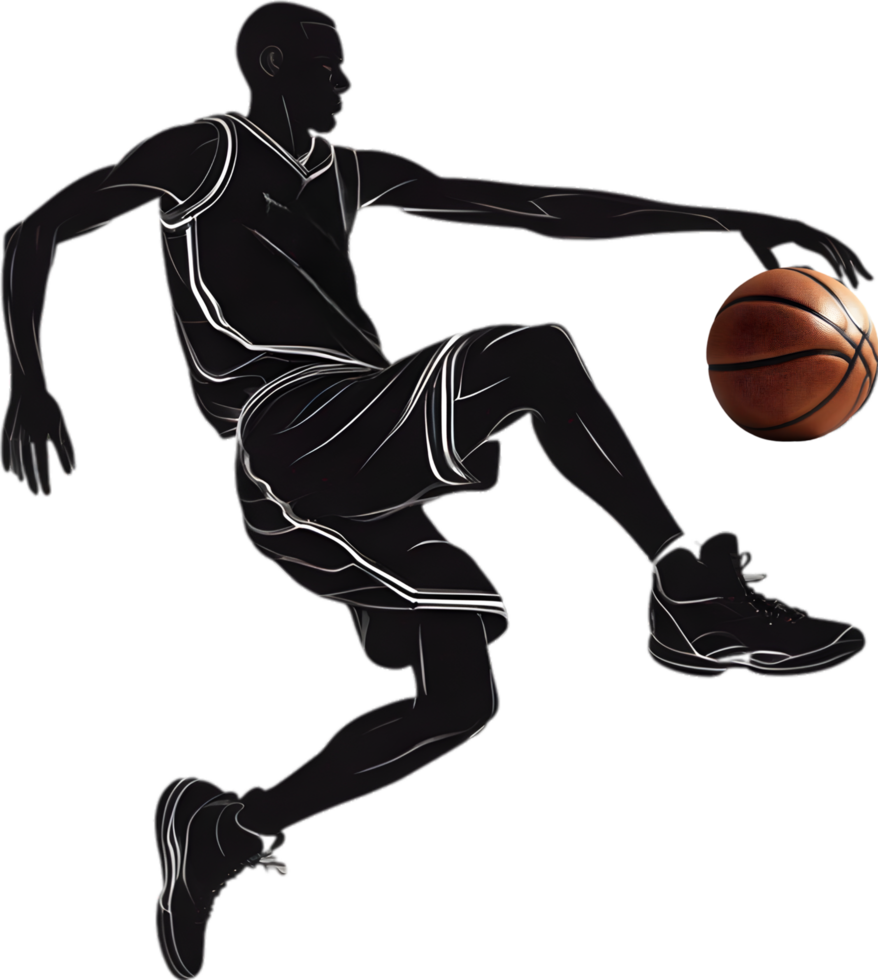 AI generated Silhouette icon of a Basketball player. png