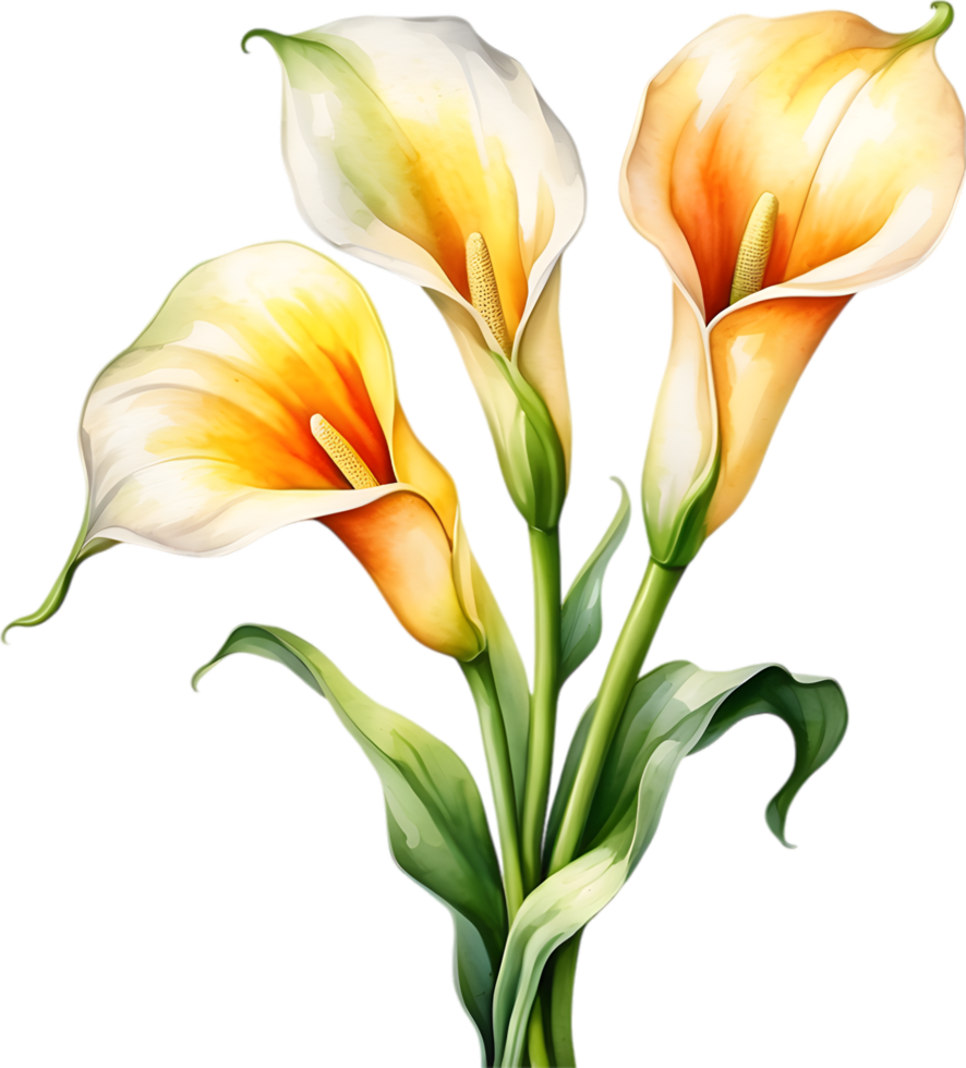 ai gegenereerd waterverf schilderij van een calla lelie bloem. png