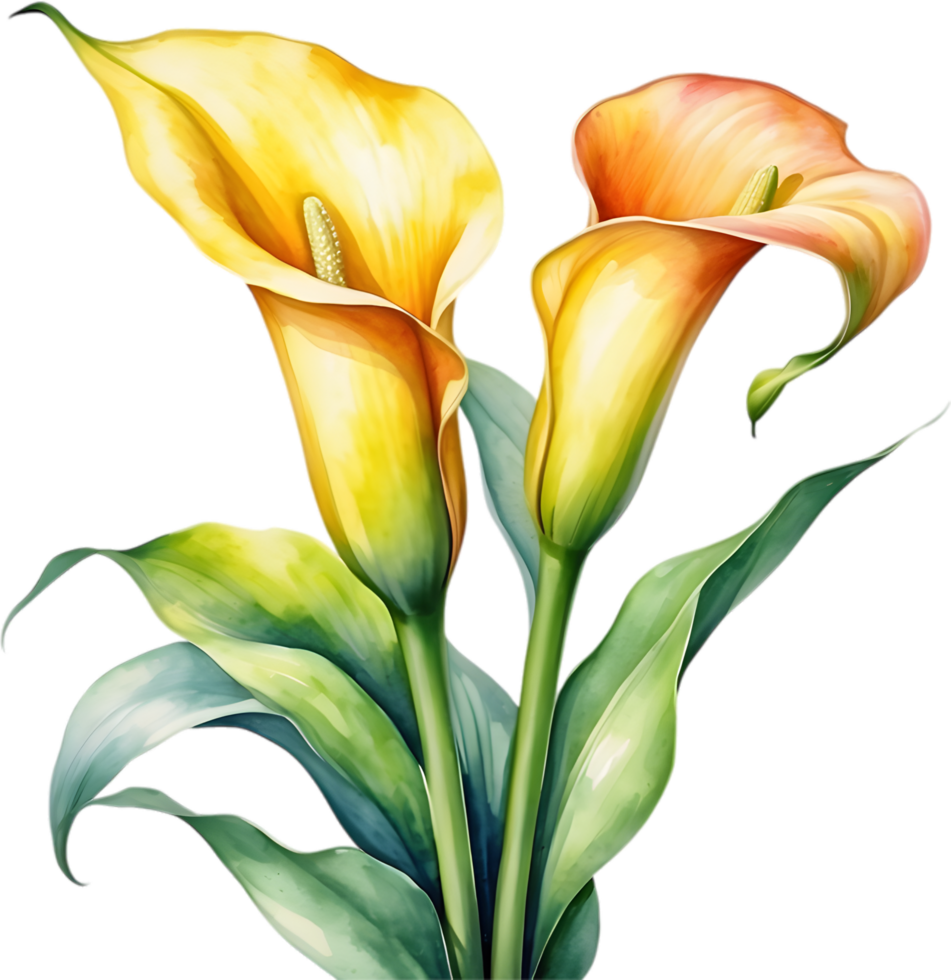 ai gegenereerd waterverf schilderij van een calla lelie bloem. png