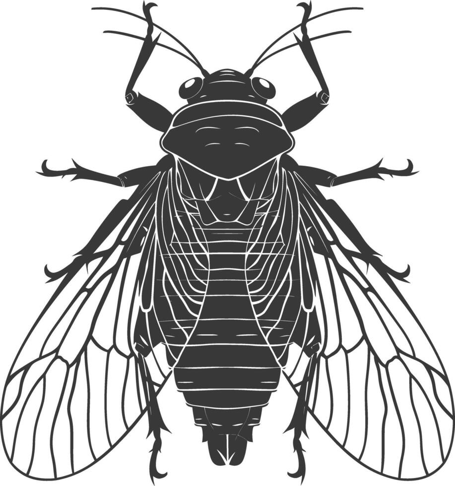 ai generado silueta cigarra insecto animal negro color solamente vector