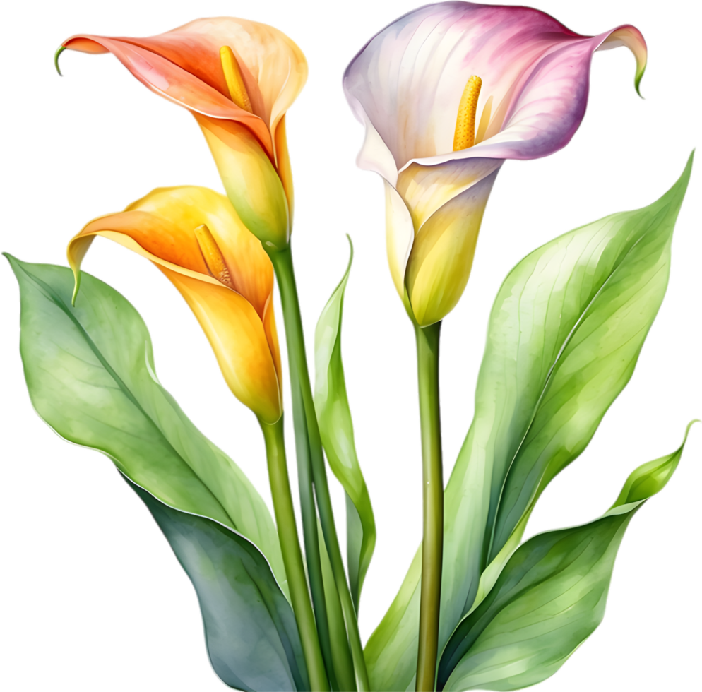 ai gegenereerd waterverf schilderij van een calla lelie bloem. png