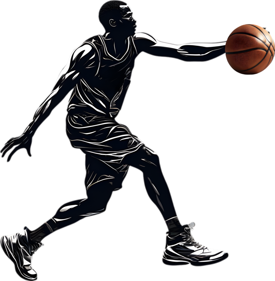 AI generated Silhouette icon of a Basketball player. png