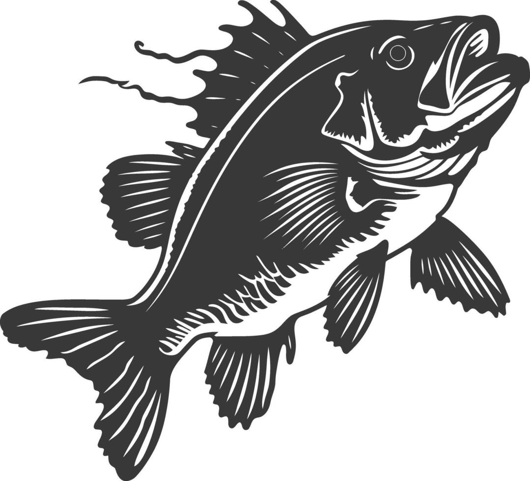 AI generated Silhouette Cod Fish animal black color only vector