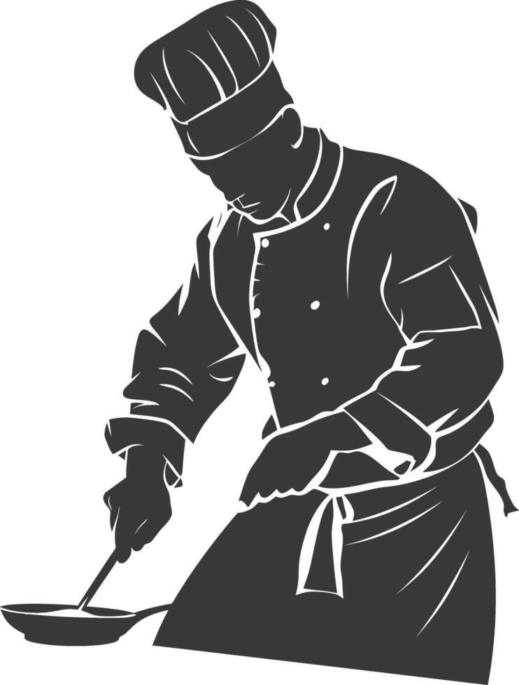 AI generated Silhouette Chef in action full body black color only vector