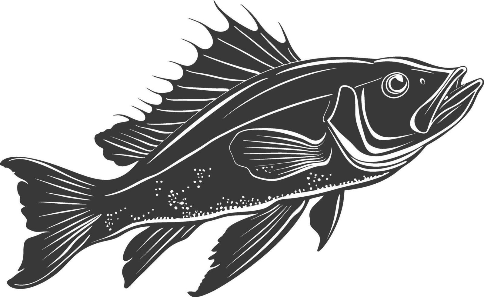 AI generated Silhouette Cod Fish animal black color only vector