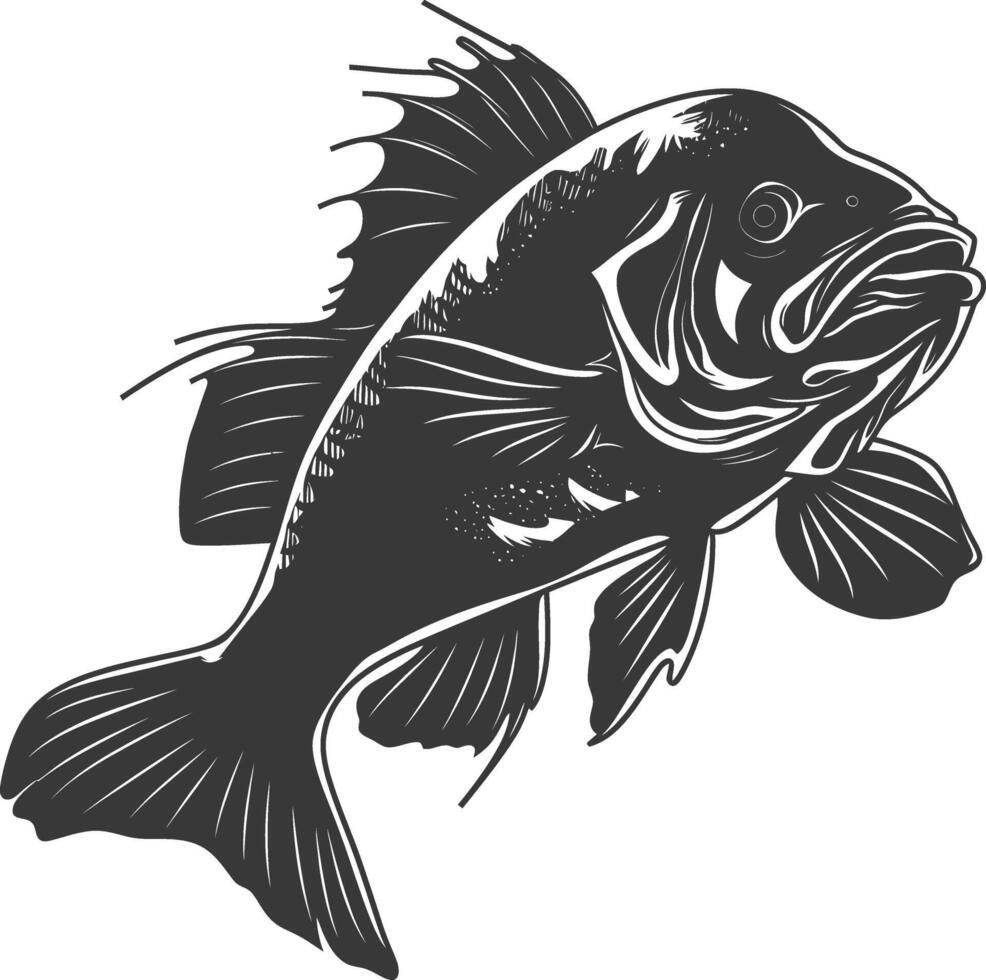 ai generado silueta bacalao pescado animal negro color solamente vector