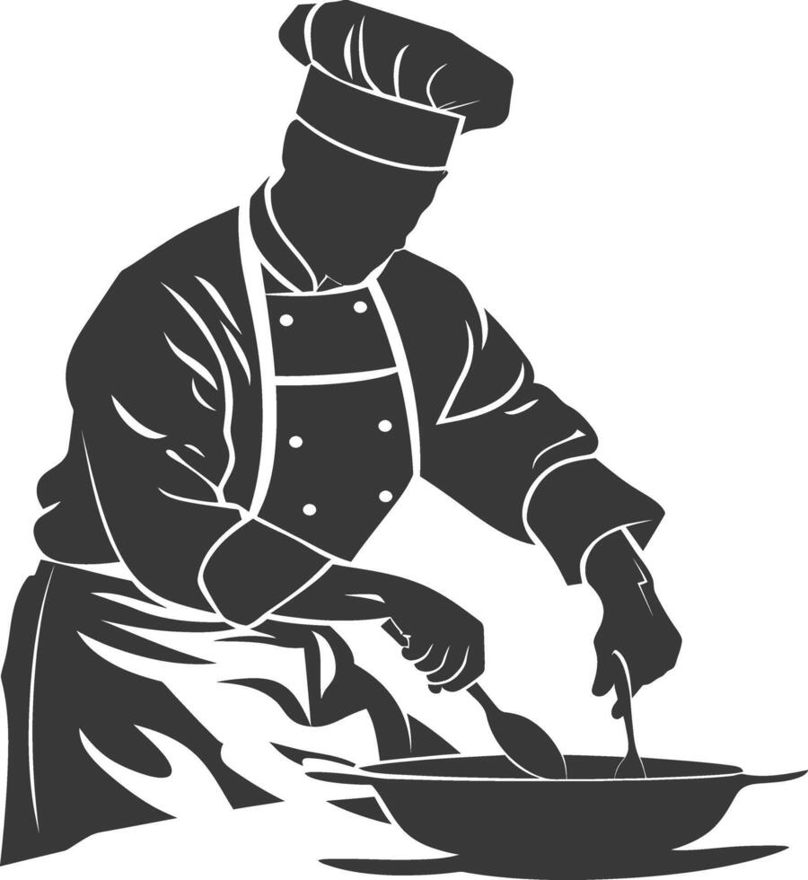 ai generado silueta cocinero en acción lleno cuerpo negro color solamente vector