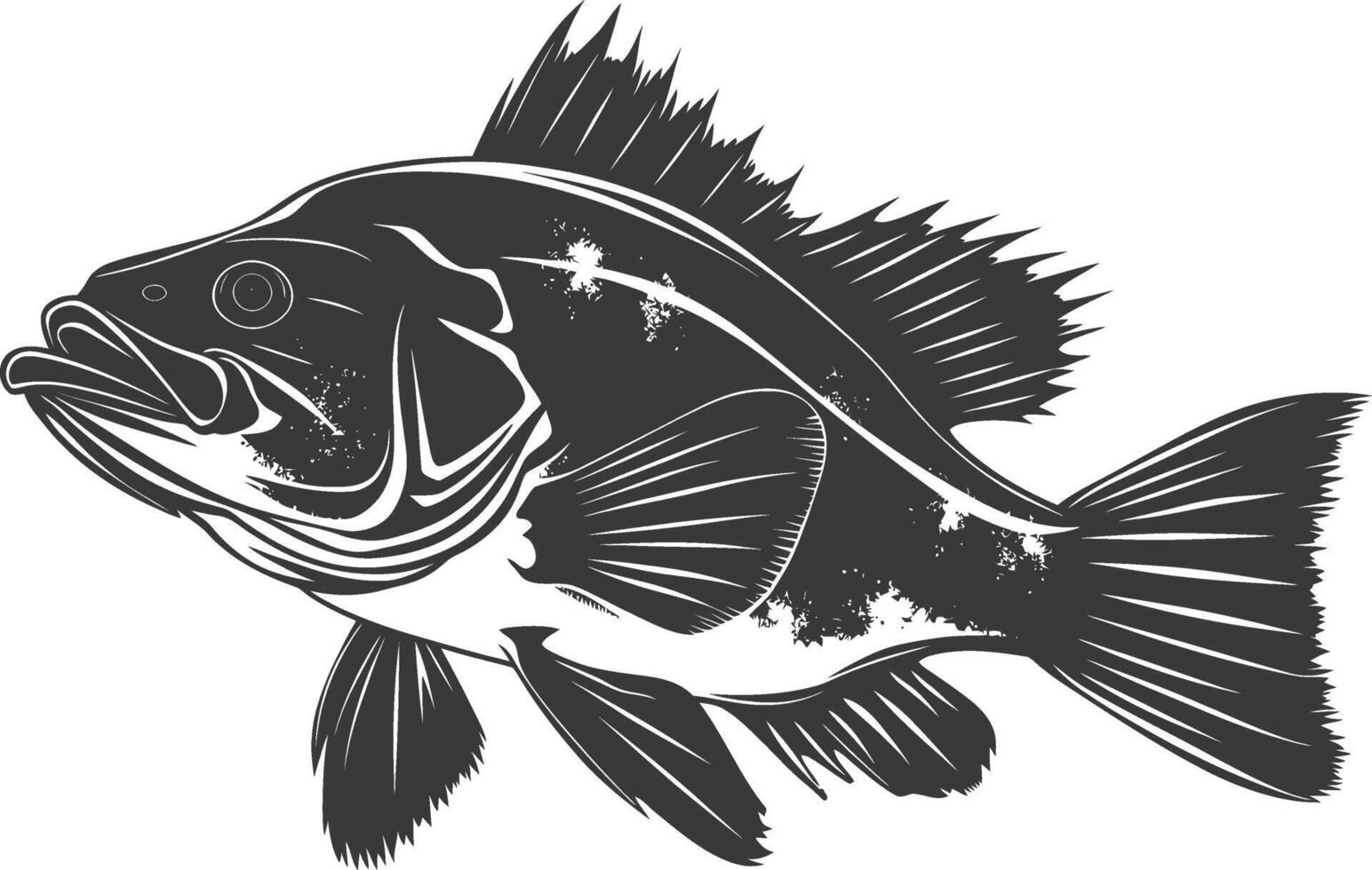 AI generated Silhouette Cod Fish animal black color only vector