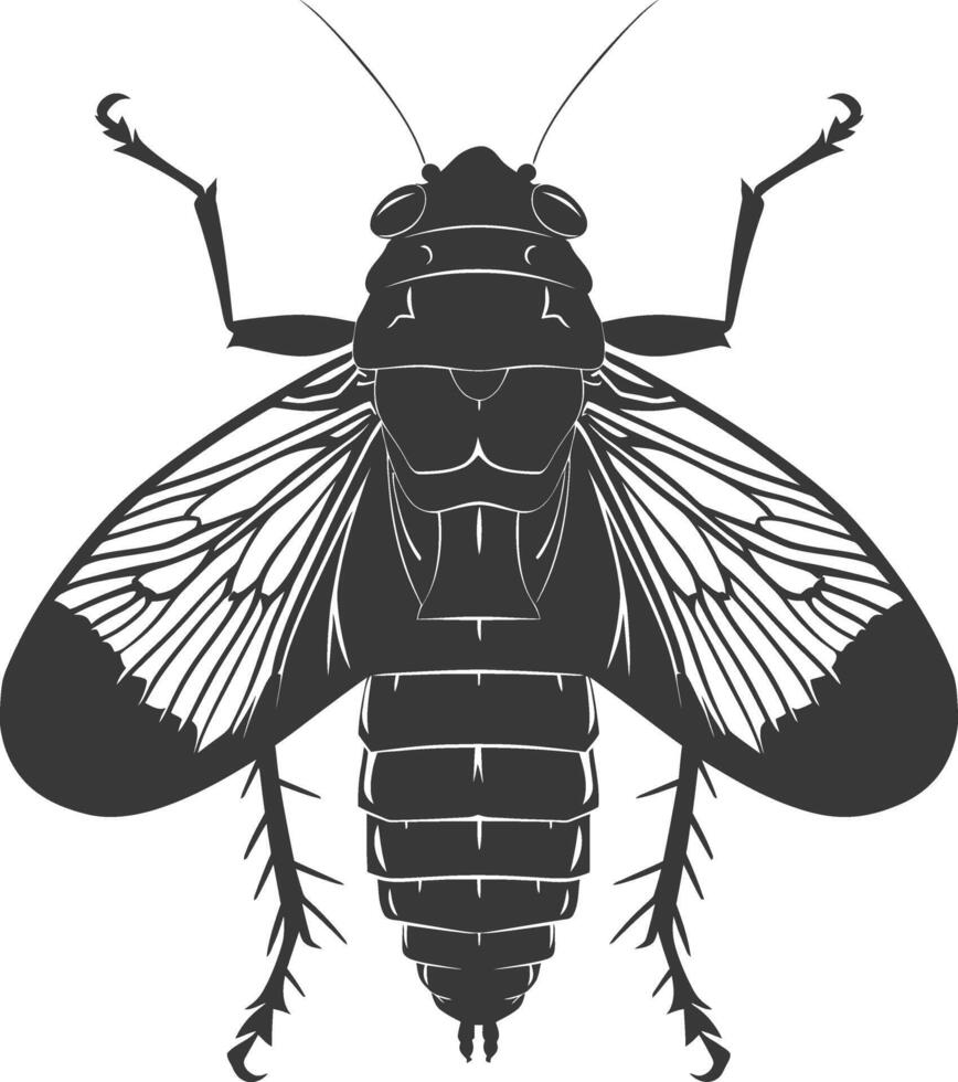 ai generado silueta cigarra insecto animal negro color solamente vector