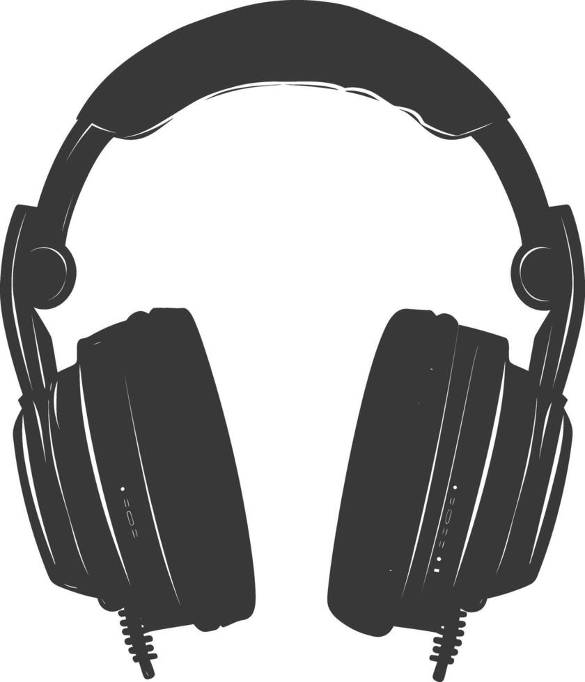 AI generated Silhouette headset black color only vector