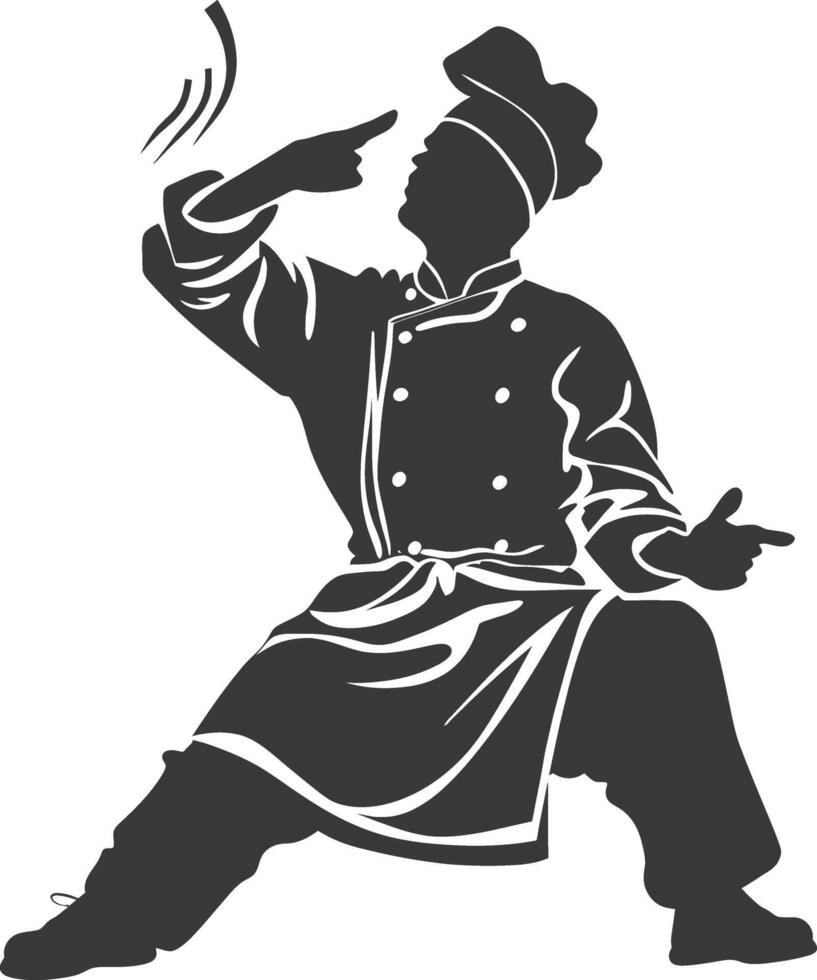 AI generated Silhouette Chef in action full body black color only vector