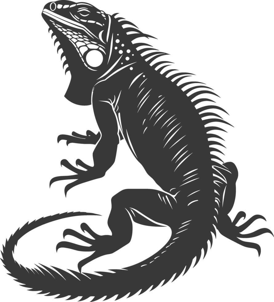 ai generado silueta iguana animal negro color solamente lleno cuerpo vector