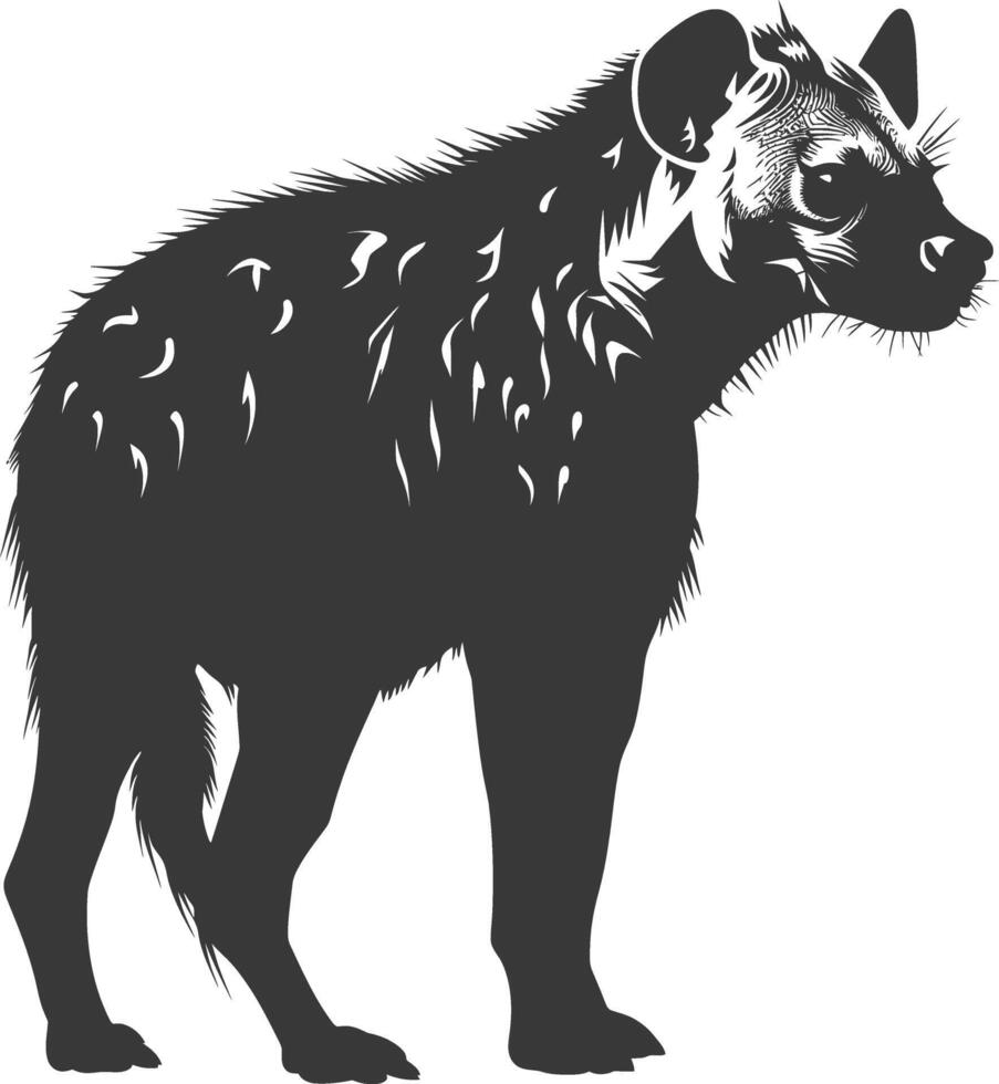 AI generated Silhouette hyena animal black color only full body vector