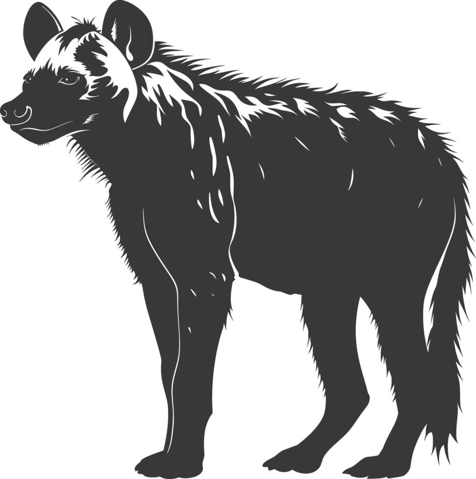 AI generated Silhouette hyena animal black color only full body vector