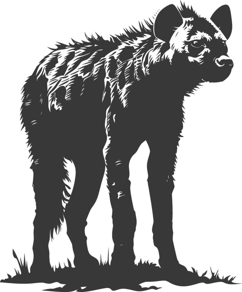 AI generated Silhouette hyena animal black color only full body vector