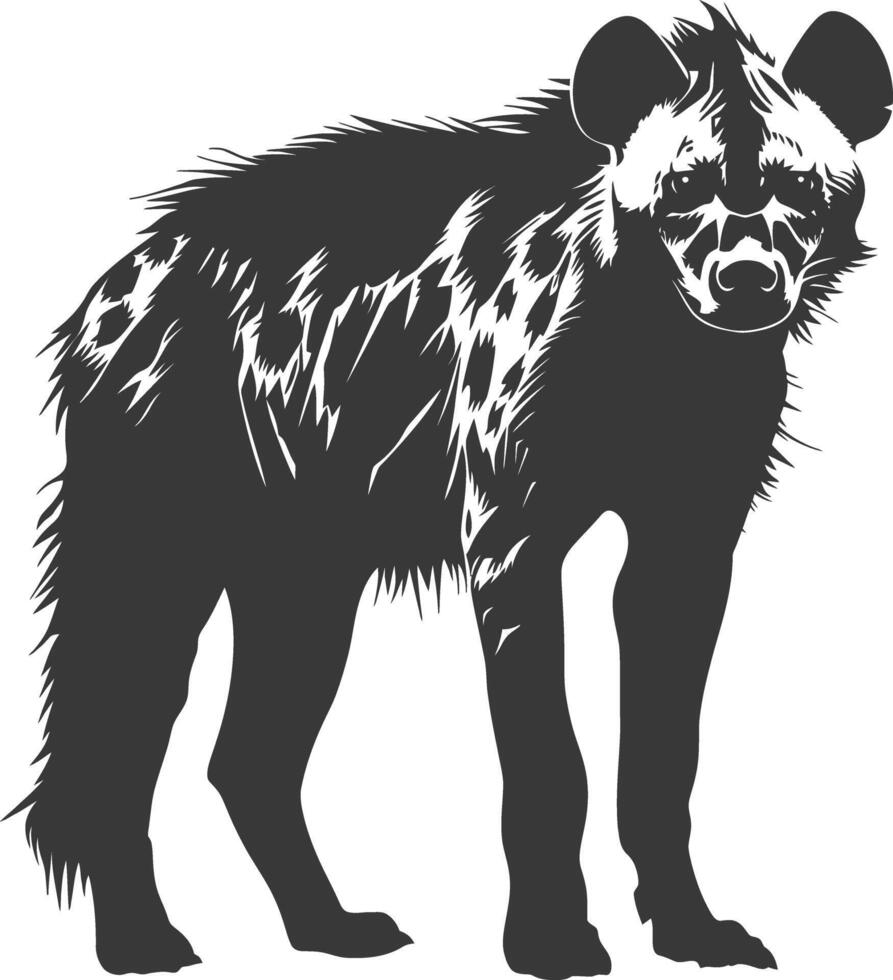 AI generated Silhouette hyena animal black color only full body vector