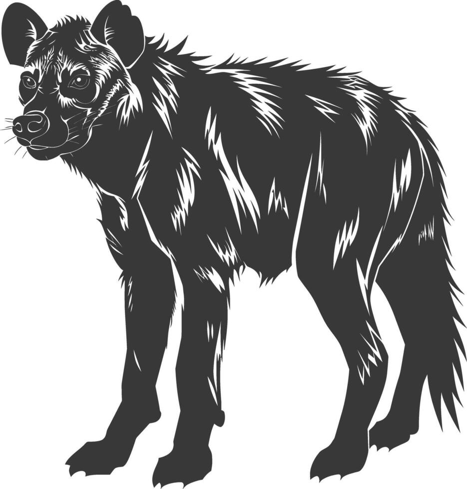 AI generated Silhouette hyena animal black color only full body vector
