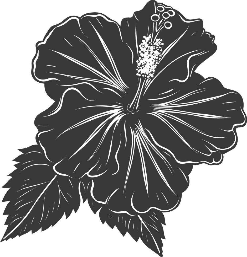 AI generated Silhouette hibiscus flower black color only vector