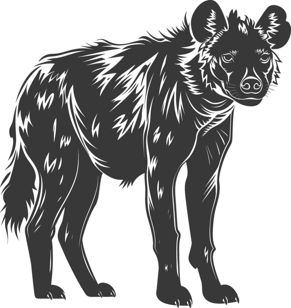 AI generated Silhouette hyena animal black color only full body vector