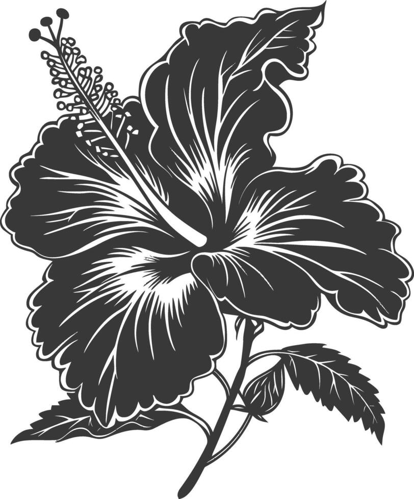 ai generado silueta hibisco flor negro color solamente vector