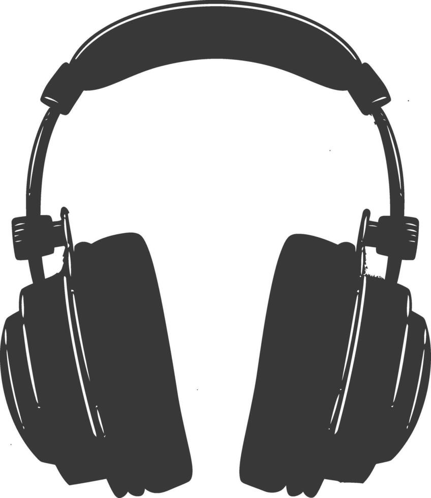 AI generated Silhouette headset black color only vector