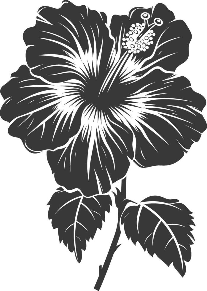 AI generated Silhouette hibiscus flower black color only vector